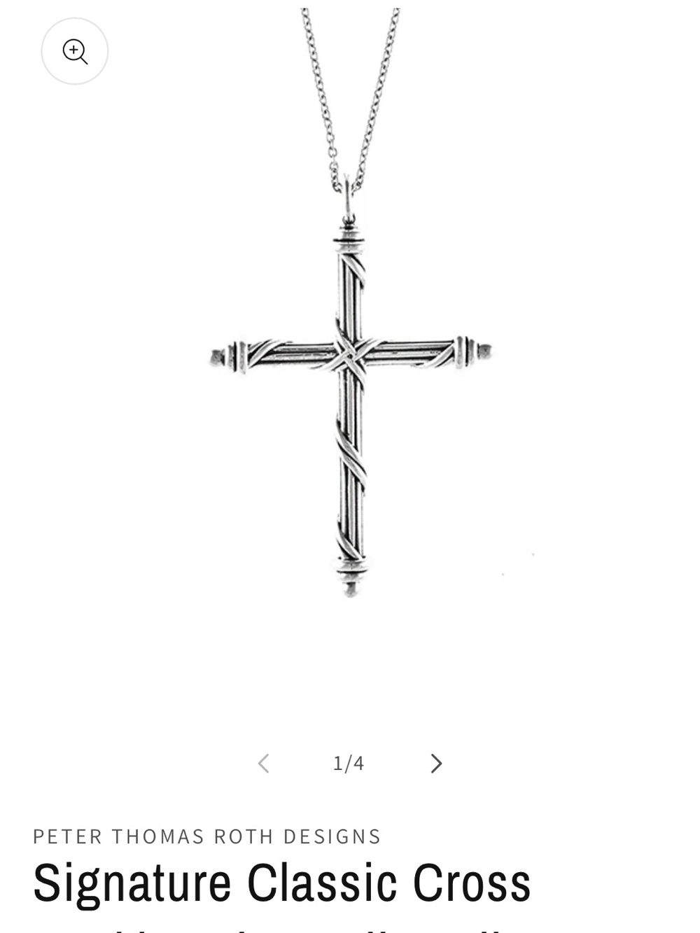 Peter Thomas Roth Silver Wrapped-Bar Cross Pendant Necklace